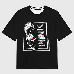 Футболка оверсайз женская Панк - череп с ирокезом, цвет: 3D-принт