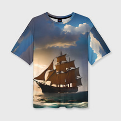 Футболка оверсайз женская Парусный корабль галеон, цвет: 3D-принт