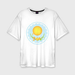 Женская футболка оверсайз Солнце и цветы