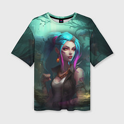 Женская футболка оверсайз Jinx fantasy art Arcane League of Legends