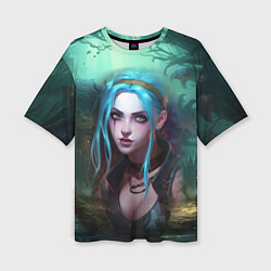 Женская футболка оверсайз Jinx fantasy art Arcane League of Legends