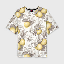 Женская футболка оверсайз Лимоны - винтаж графика: паттерн