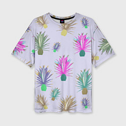Женская футболка оверсайз Агава ютская - растение кактус
