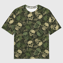 Футболка оверсайз женская Камуфляж с черепами и грибами, цвет: 3D-принт