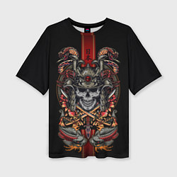 Женская футболка оверсайз Samurai skull