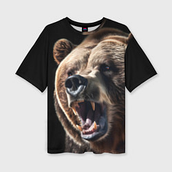 Женская футболка оверсайз Бурый медведь рычит