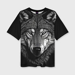 Женская футболка оверсайз Спокойный уверенный волк