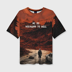 Женская футболка оверсайз AC DC Highway to hell