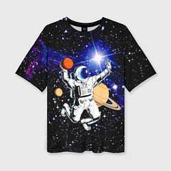 Женская футболка оверсайз Космический баскетбол