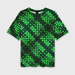 Женская футболка оверсайз Яркие зеленые точки