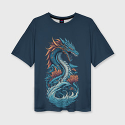 Женская футболка оверсайз Синий дракон от нейросети