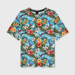 Женская футболка оверсайз Паттерн с цветами