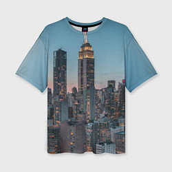 Женская футболка оверсайз Утренний город с небоскребами