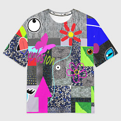 Футболка оверсайз женская Техника пэчворк, цвет: 3D-принт