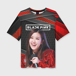 Футболка оверсайз женская Rose Blackpink black red, цвет: 3D-принт