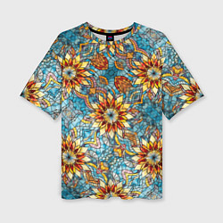 Женская футболка оверсайз Витражная мозаика в стиле Арт Деко