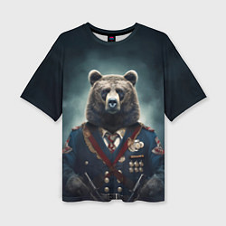 Женская футболка оверсайз Русский медведь от нейросети