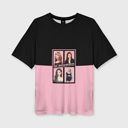 Женская футболка оверсайз Черно-розовые K-pop группа