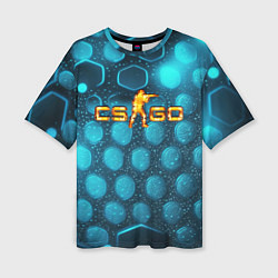 Женская футболка оверсайз CS GO blue neon