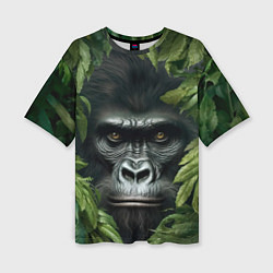 Женская футболка оверсайз Горилла в джунгях