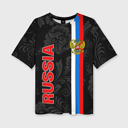 Женская футболка оверсайз Russia black style