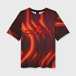 Женская футболка оверсайз CS GO red neon