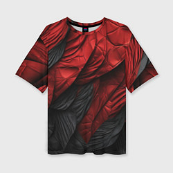 Женская футболка оверсайз Red black texture