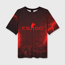 Женская футболка оверсайз CSGO logo dark red