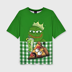 Женская футболка оверсайз Pepe King with pizza
