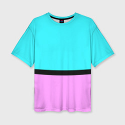 Женская футболка оверсайз Двуцветный бирюзово-сиреневый