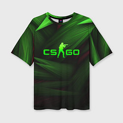 Женская футболка оверсайз CS GO green logo