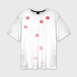 Женская футболка оверсайз Следы поцелуев губы
