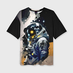 Женская футболка оверсайз Космонавт в скафандре - набросок