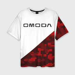 Женская футболка оверсайз Omoda red white