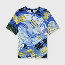 Женская футболка оверсайз Облака в стиле Ван Гога