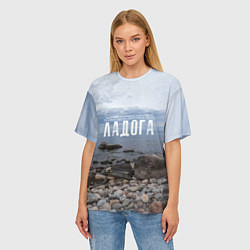 Футболка оверсайз женская Ладожское озеро, цвет: 3D-принт — фото 2