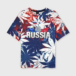 Женская футболка оверсайз Russia лепестки