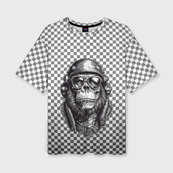 Женская футболка оверсайз Клетчатая обезьяна