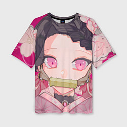 Женская футболка оверсайз Клинок рассекающий демонов милая Нэдзуко Камадо