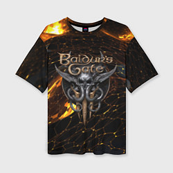 Футболка оверсайз женская Baldurs Gate 3 logo gold and black, цвет: 3D-принт