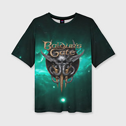 Женская футболка оверсайз Baldurs Gate 3 logo green