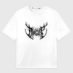 Женская футболка оверсайз Dxnkwer Белые с черным логотипом