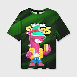 Футболка оверсайз женская Doug Brawl stars dark green, цвет: 3D-принт