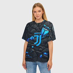 Футболка оверсайз женская Blue logo Juventus, цвет: 3D-принт — фото 2