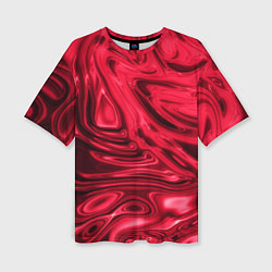 Женская футболка оверсайз Абстракция плазма красный