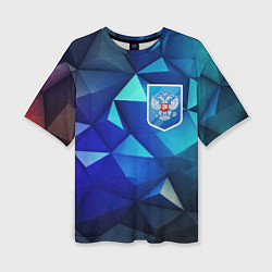 Женская футболка оверсайз Russia blue abstract