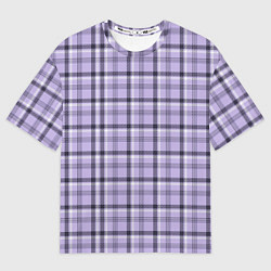 Женская футболка оверсайз Фиолетовая клетка