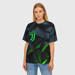 Футболка оверсайз женская Juventus black green logo, цвет: 3D-принт — фото 2