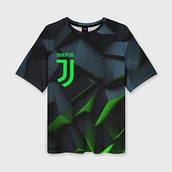 Женская футболка оверсайз Juventus black green logo