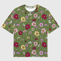 Футболка оверсайз женская Летний луг - паттерн, цвет: 3D-принт